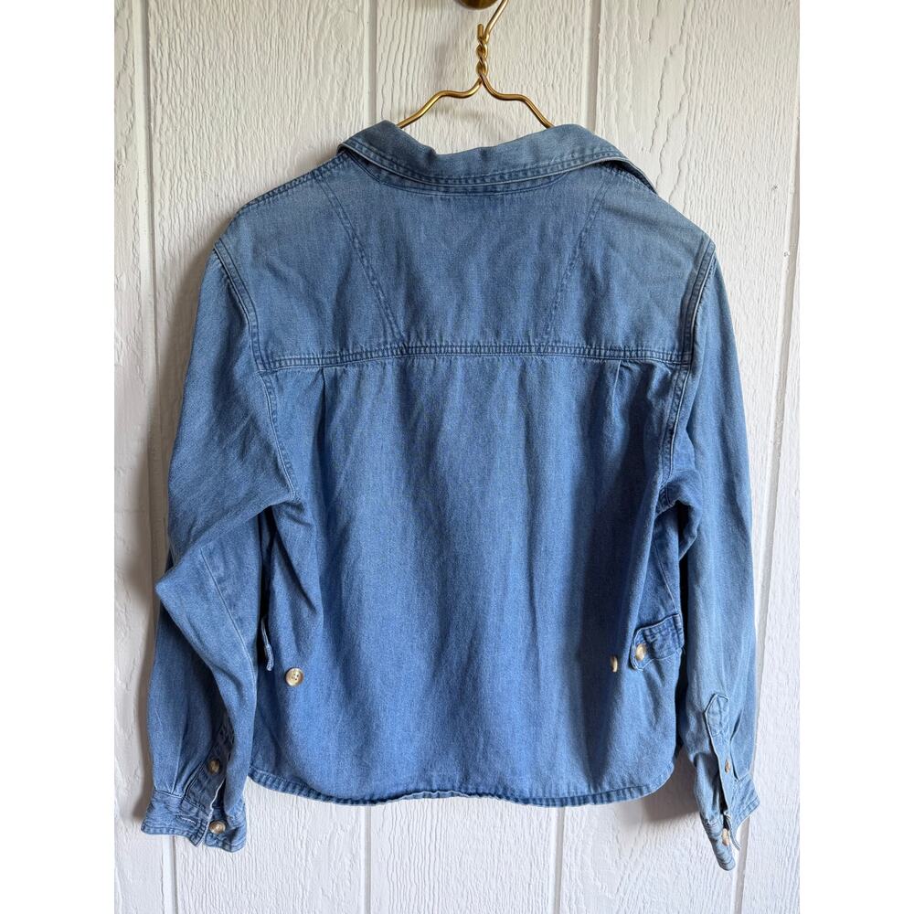 Vintage 90s Christopher & Banks Denim Shirt M Embroidered Noah’s Ark Animals - Picture 5 of 5